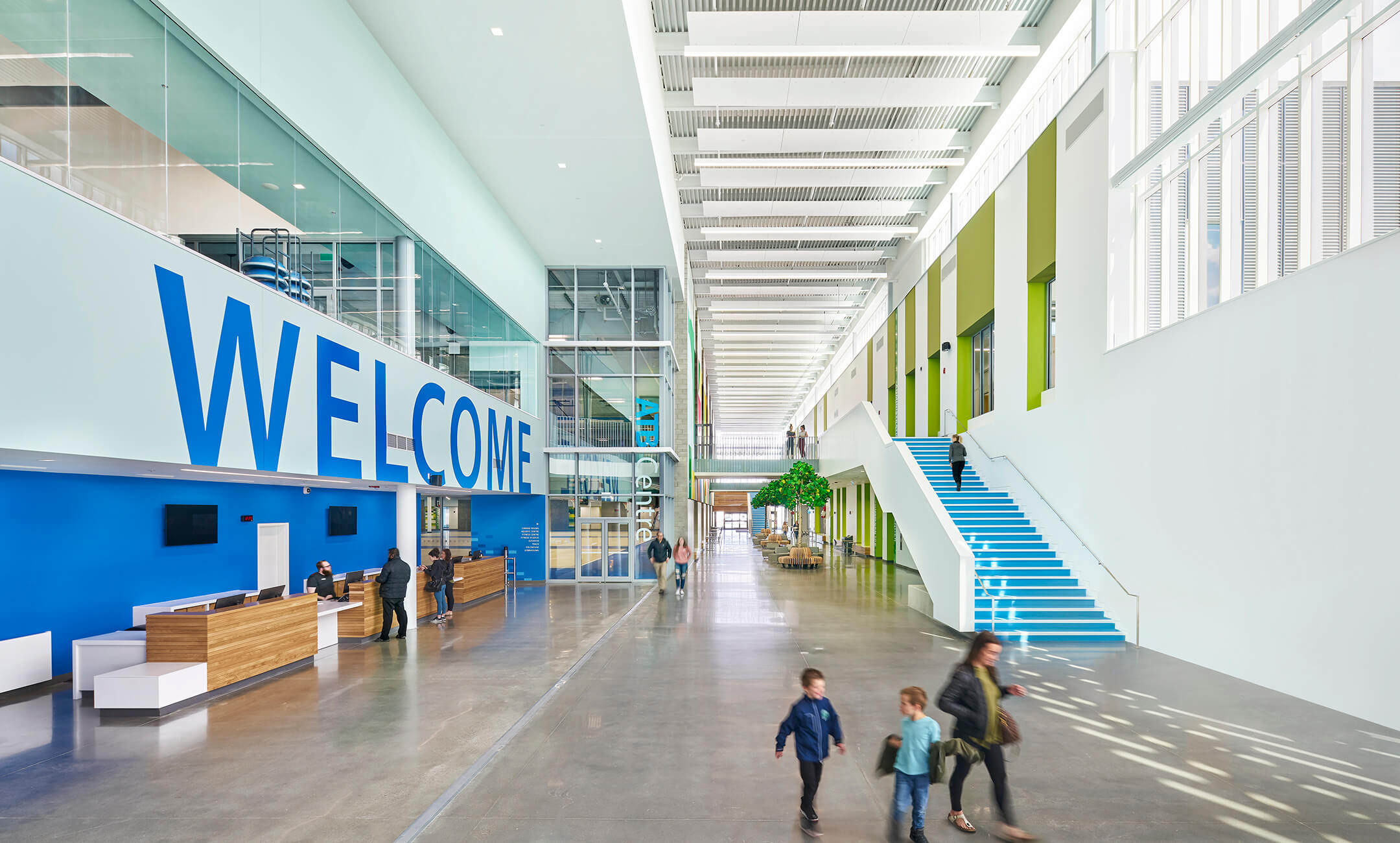 Third Largest YMCA In North America Opens Diamond Schmitt   Cor Van Raay YMCA ATB Centre Lobby 1 